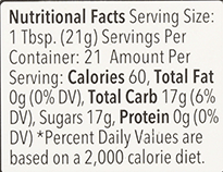 Original Honey 16oz Nutrition Facts Label | Ambrosia Honey Company Products